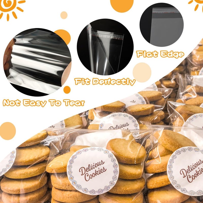 Cidenbio 200 Pcs Thickened Cookie Bags with Seal 5x7 In, Clear Cellophane Treat Bags Self Sealing 3.1 Mils Resealable Plastic Bag for Cookies, Candy, Bread, Party Favors, Bakery, Gift Packaging - Image 4